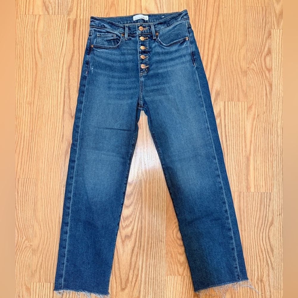 LOFT High-Rise Straight Jeans in Medium Wash Blue